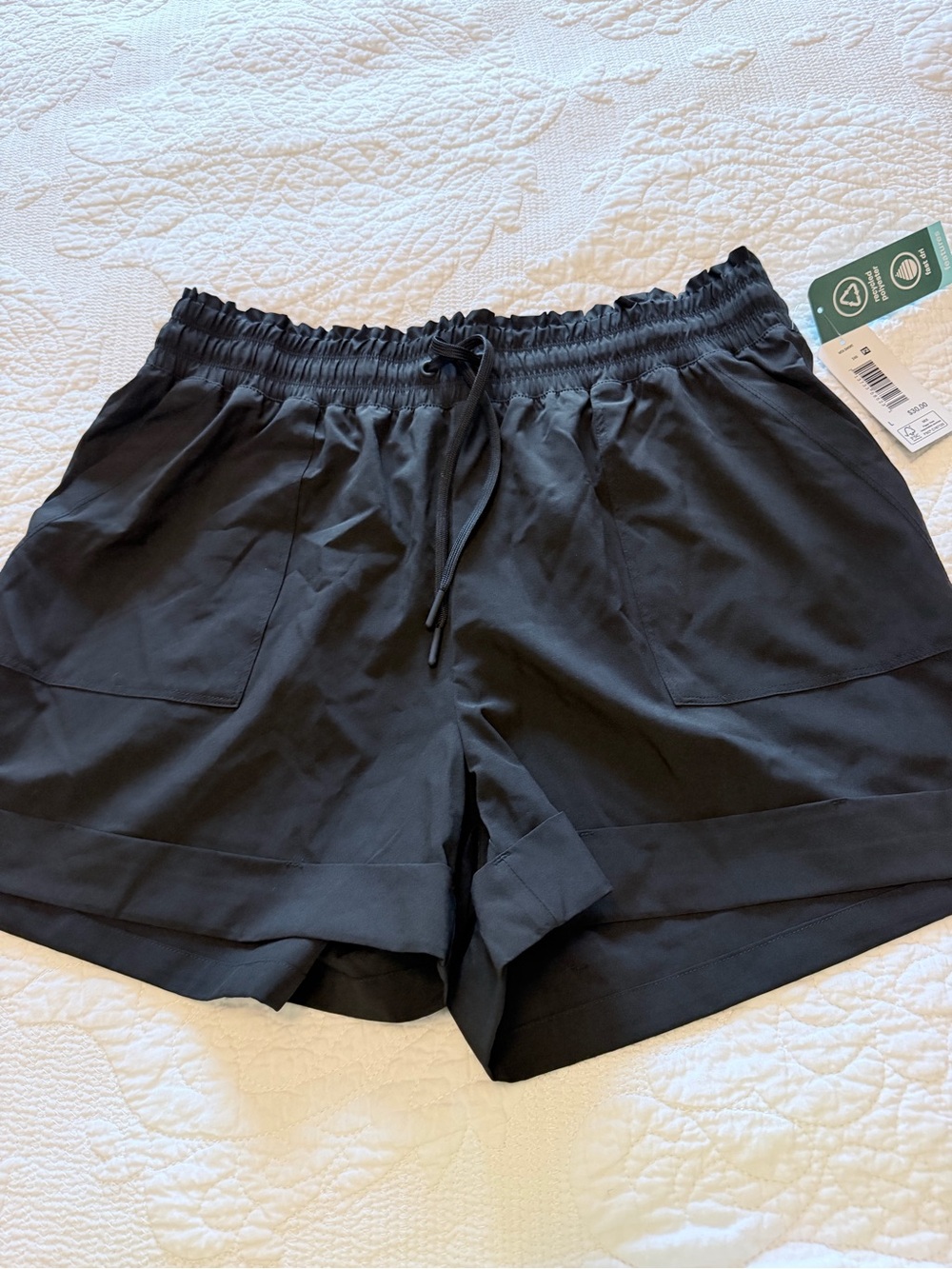MTA Sport Women's Black Elastic Drawstring Athletic Shorts